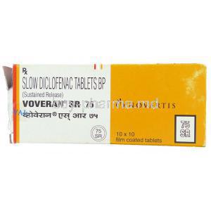 Voveran SR, Generic  Voltaren SR, Diclofenac sodium 75 mg Tablet box