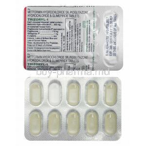 Trizoryl, Glimepiride, Metformin and Pioglitazone 1mg tablets