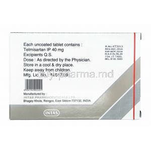 Sartel, Telmisartan 40mg manufacturer