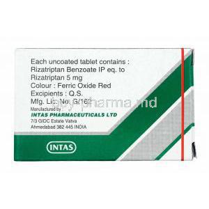 Rizora, Rizatriptan 5mg manufacturer