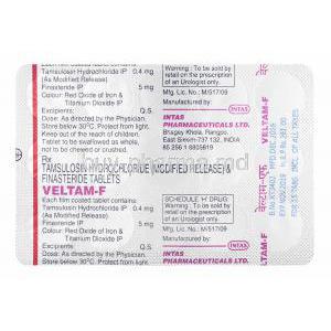 Veltam-F, Tamsulosin and Finasteride low strength tablets back