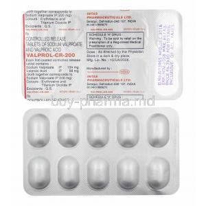 Valprol CR, Sodium Valproate and Valproic Acid 200mg tablets