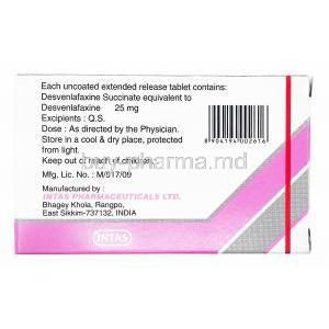 Ventab DXT, Desvenlafaxine 25mg manufacturer