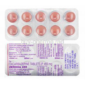 Zenoxa, Oxcarbazepine 450mg tablets