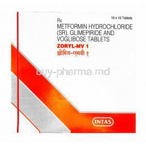 Zoryl-MV, Glimepiride, Metformin and Voglibose 1mg