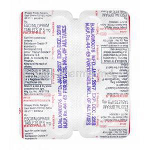 Rexipra, Escitalopram 5mg tablets back