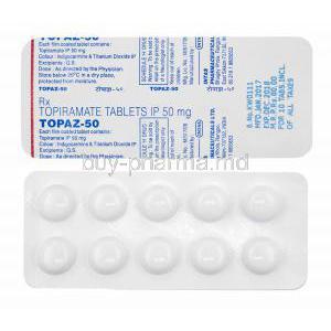 Topaz, Topiramate 50mg tablets