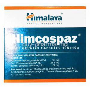 Himcospaz, box front presentation