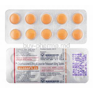 Bilosar, Losartan and Chlorthalidone 6.25mg tablets