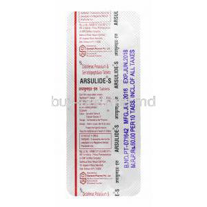 Arsulide S, Diclofenac Potassium and Serratiopeptidase tablets back