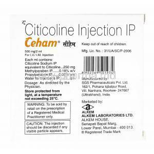 Ceham Injection, Citicoline 500mg manufacturer