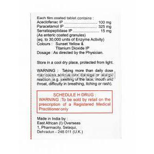 Fenceta SP, Aceclofenac, Paracetamol and Serratiopeptidase manufacturer