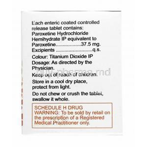 Depaxil, Paroxetine 37.5mg composition