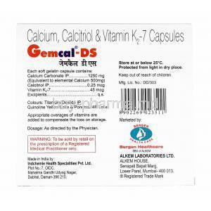 Gemcal-DS, Calcium Carbonate, Calcitriol and Vitamin K2 manufacturer