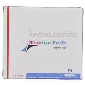 Rezatrin Forte, Artemether/ Lumefantrine 80 mg , 480 mg Tablet box