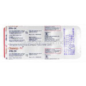 Donep-M, Donepezil and Memantine tablets back