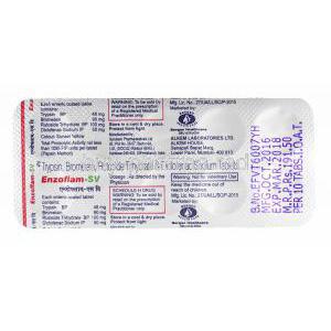 Enzoflam SV, Bromelain, Trypsin and Rutoside tablets back