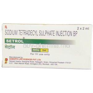 Setrol, Generic Sotradecol,  Sodium Tetradecyl Sulphate Injection Box