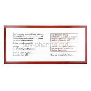Glucoryl-M, Glimepiride and Metformin 1mg composition