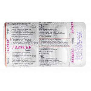 Lincef, Cefixime and Linezolid tablets back