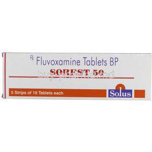 Sorest, Generic  Luvox,  Fluvoxamine Maleate 50 Mgtablets Box