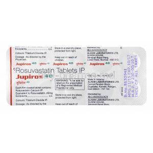 Jupiros, Rosuvastatin 40 mg tablets back