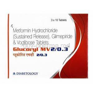 Glucoryl-MV, Glimepiride 2mg, Metformin 500mg and  Voglibose 0.3mg
