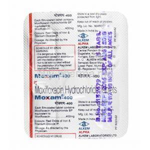 Moxam, Moxifloxacin tablets back