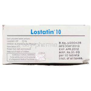 Lostatin, Generic Mevacor,  Lovastatin 10 Mg Composition