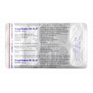 Voglikem-M, Metformin and Voglibose 0.2mg tablets back