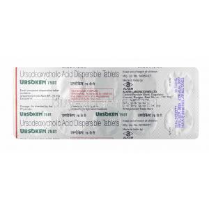 Ursokem, Ursodeoxycholic Acid tablets back