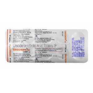 Ursokem, Ursodeoxycholic Acid 300mg tablets back