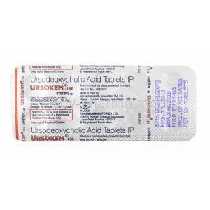 Ursokem, Ursodeoxycholic Acid 150mg tablets back