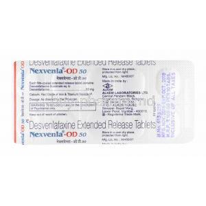 Nexvenla OD, Desvenlafaxine 50mg tablets back