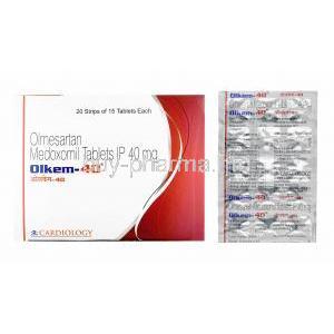 Olkem, Olmesartan 40mg, box and tablets