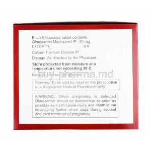 Olkem, Olmesartan 40mg, composition
