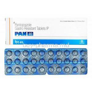 PAN, Pantoprazole 40mg box and tablets