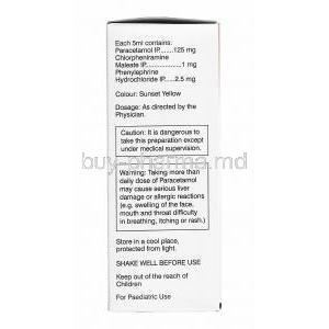 Sumo Cold PCF Syrup, Chlorpheniramine, Paracetamol and Phenylephrine composition