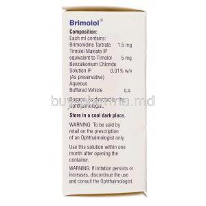 Brimolol, Generic Combigan ,  Brimonidine/ Timolol Eye Drops Composition