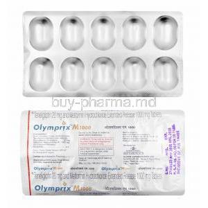 Olymprix M, Metformin and Teneligliptin 1000mg tablets