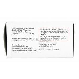 Taxim-O DT, Cefixime 100mg composition