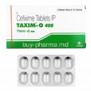 Taxim-O, Cefixime 400mg box and tablets