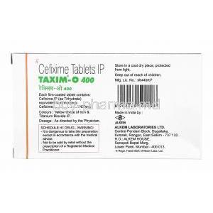 Taxim-O, Cefixime 400mg composition