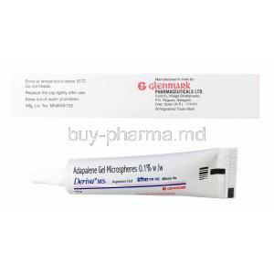 Deriva MS, Adapalene Gel Microspheres 0.1% 15g, Glenmark, box and tube