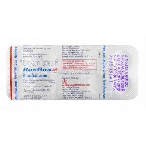 Ronflox, Ofloxacin 200mg tablets back