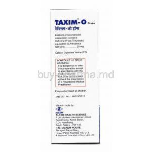 Taxim-O Oral Suspension, Cefixime composition