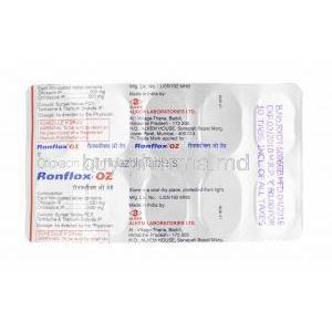 Ronflox OZ, Ofloxacin and Ornidazole tablets back