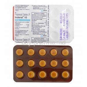 Inderal, Propranolol 10mg tablets