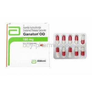 Ganaton, Itopride 150mg box and capsules