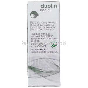 Duolin,  Levosalbutamol /  Ipratropium Bromide 50 Mcg/ 20 Mcg 200 Md Inhaler (Cipla)  Information